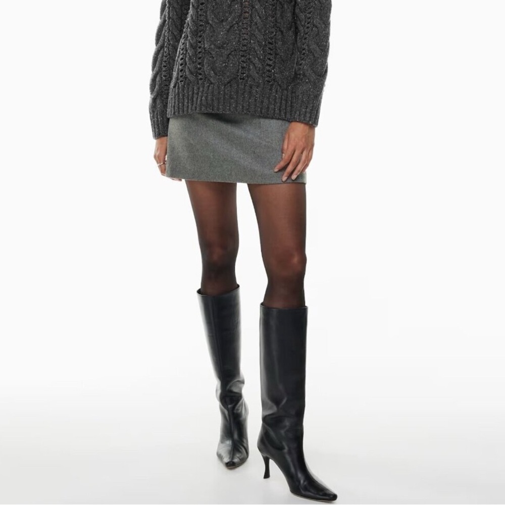 Wilfred Aritiza Womens Classic Wool Cashmere Mini Skirt Heather Grey Preppy 0